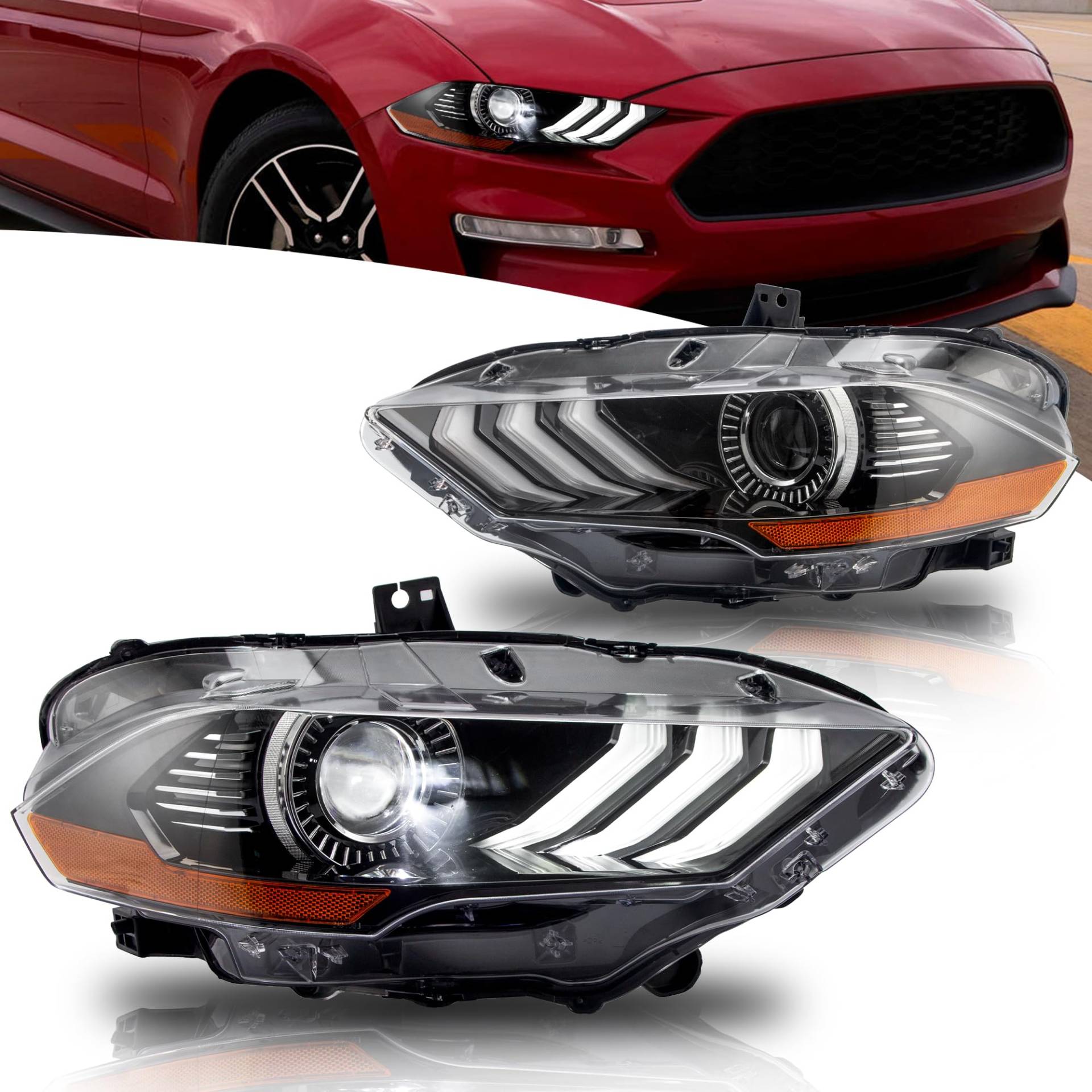 VLAND Motor Scheinwerfer kompatibel für Mustang 2018-2023, Kein E-Prüfzeichen, 1 Satz VLAND Motor Scheinwerfer kompatibel für Mustang 2018-2023, Kein E-Prüfzeichen, 1 Satz von VLAND Motor