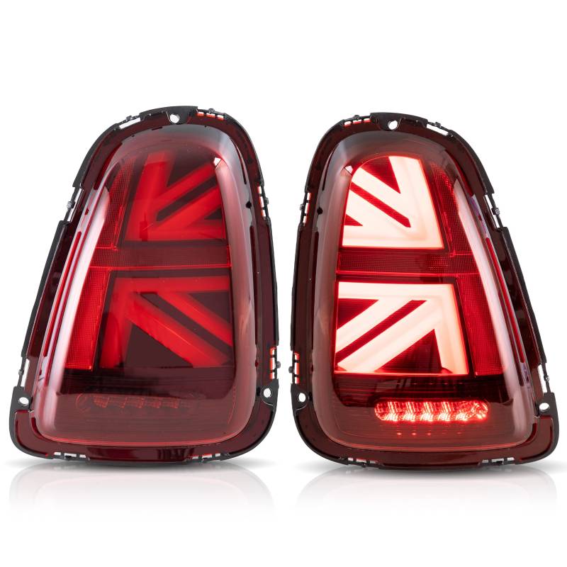 VLAND LED Rücklichter für Mini Cooper R56 R57 R58 R59 2007-2013, Union Jack Rücklichter mit E-Prüfzeichen, (Rot) von VLAND