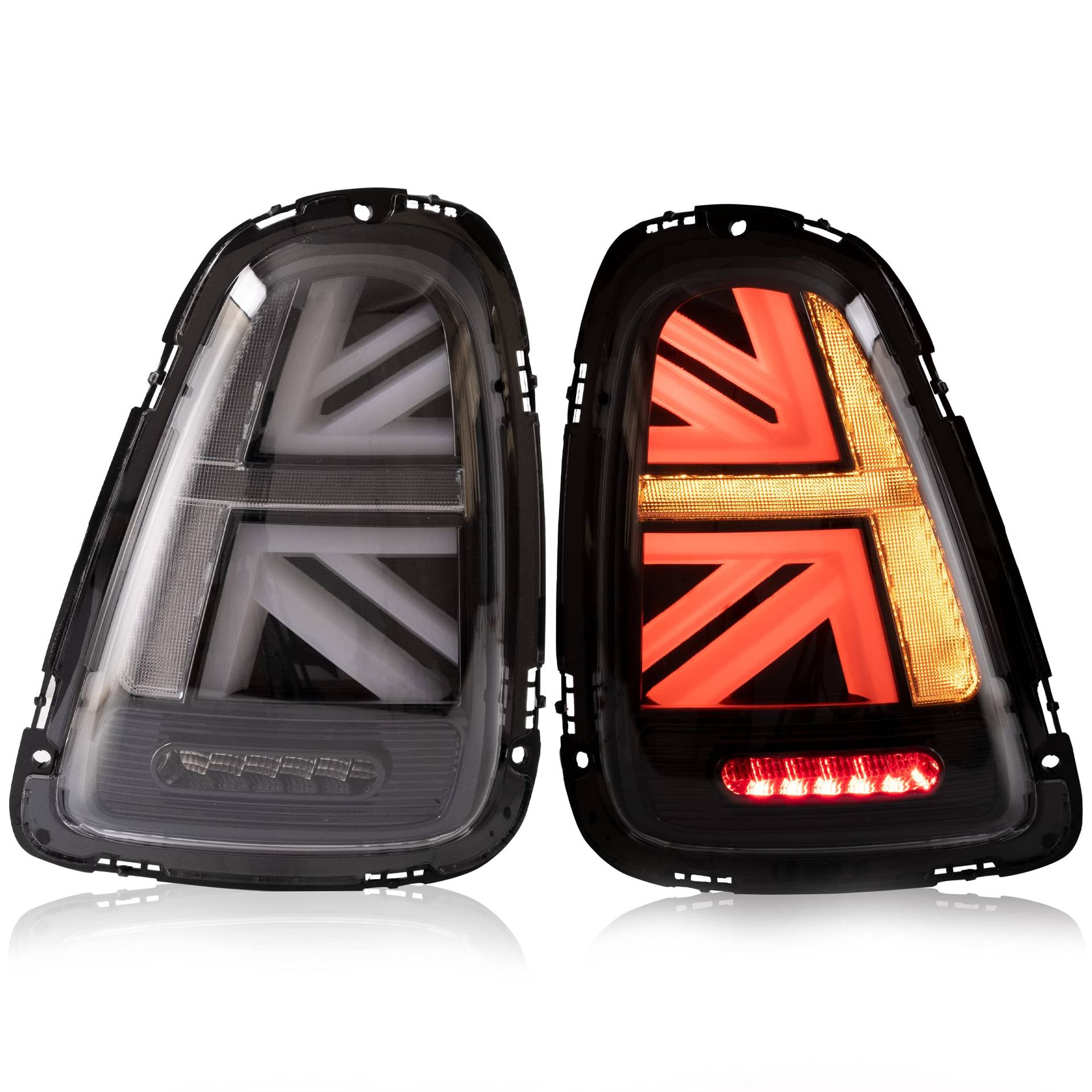 VLAND LED Rücklichter für Mini Cooper R56 R57 R58 R59 2007-2013, Union Jack Rücklichter mit E-Prüfzeichen, (weiß und schwarz) von VLAND