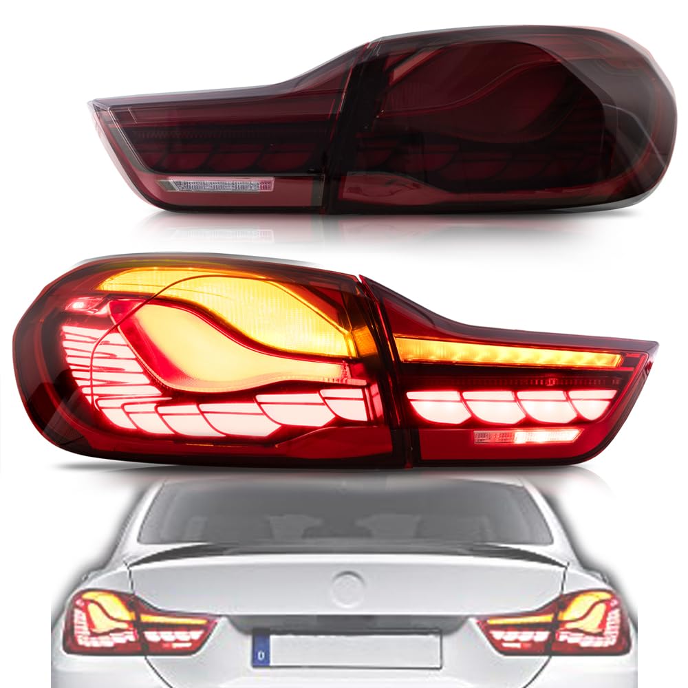 VLAND Rückleuchten Kompatibel für M4 4 Series Coupe F32 F33 F36 F82 F83 2014-2020 mit Rücklichter Lampe Montage (Rot) von VLAND