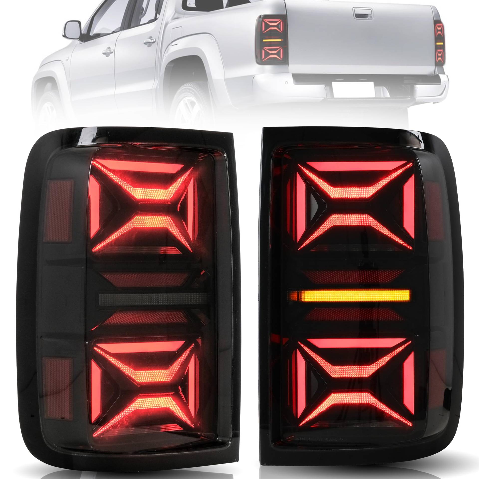 VLAND Rückleuchten 3D passend für V-W Amarok Pickup TDI TSI 2010-2020 Heckleuchten, Rückfahr- und Nebelscheinwerfern,mit E-Prüfzeichen von VLAND