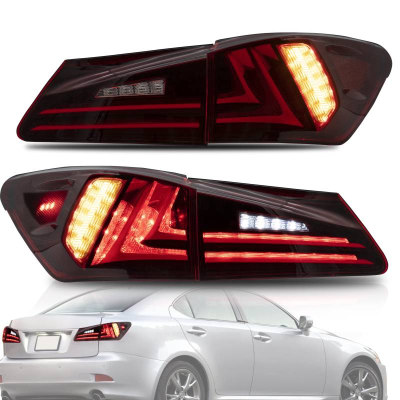 VLAND Rücklichter Kompatibel für Lexus IS250 IS350 2006-2012 Rücklichter mit Blinker Rot+Weiß, Lieferung innerhalb von 2-5 Tagen von VLAND