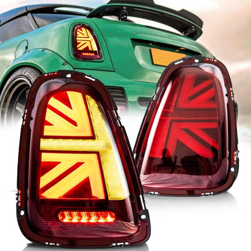VLAND Rückleuchten für Mini Cooper R56 R57 R58 R59 2007-2013 Rückleuchten mit sequenziellem Blinklicht, mit E-Prüfzeichen (rot) von VLAND