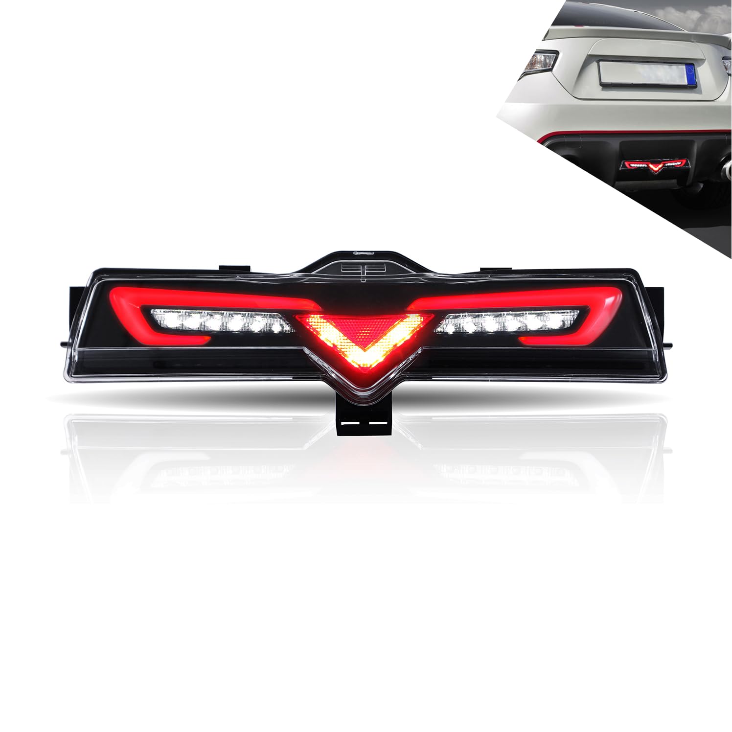 VLAND Rücklichter passend für GT86 2012-2019, Su-baru BRZ 2013-2018, Sci-on FRS 2012-2016 Stoßstangenlicht hinten, Nebelschlusslicht-Kit (Nebel hinten, Bremse, Rückwärtsgang), Transparent von VLAND