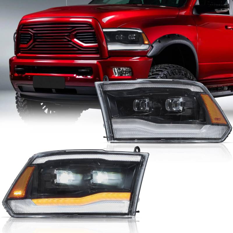 VLAND Scheinwerfer passend für Do-dge RAM 1500 2500 3500 2009–2018/RAM Classic 2019–2021, klarer Reflektor von VLAND