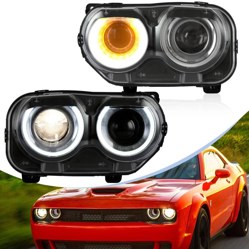 VLAND-Scheinwerfer passend für Dodge Challenger 2015-UP Modifizierter LED-Scheinwerfer von VLAND