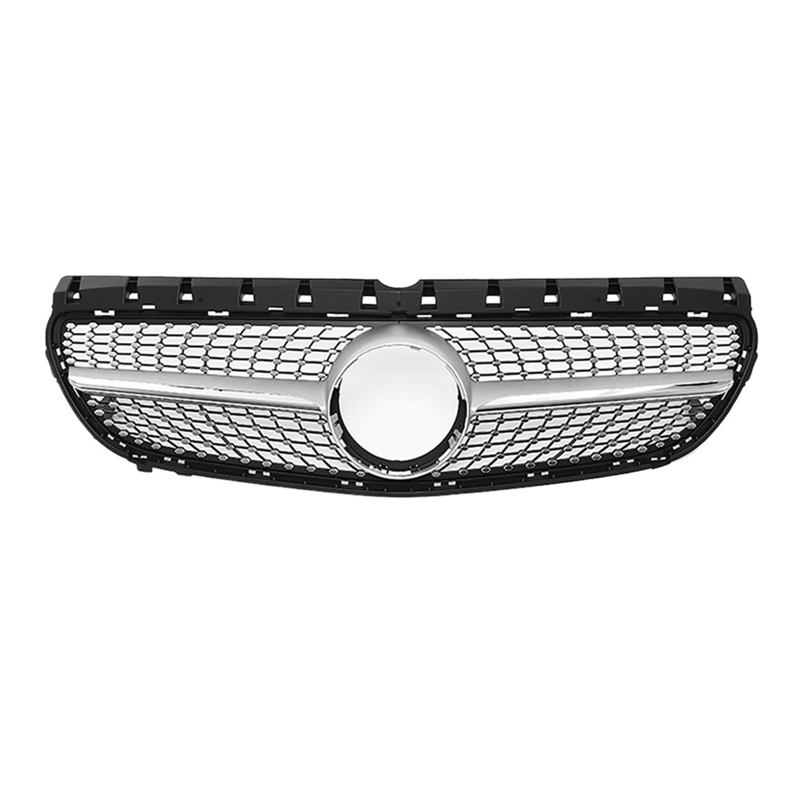 Kompatibel Mit Benz Für B-Klasse W246 B180 B200 B250 2015 2016 2017 2018 2019 Frontgrill Für Die Stoßstange, Chrom-Diamanten-Stil, Grill Glänzend Schwarz Kühlergrill Doppelsteg(Silver,Diamonds) von VNABIA