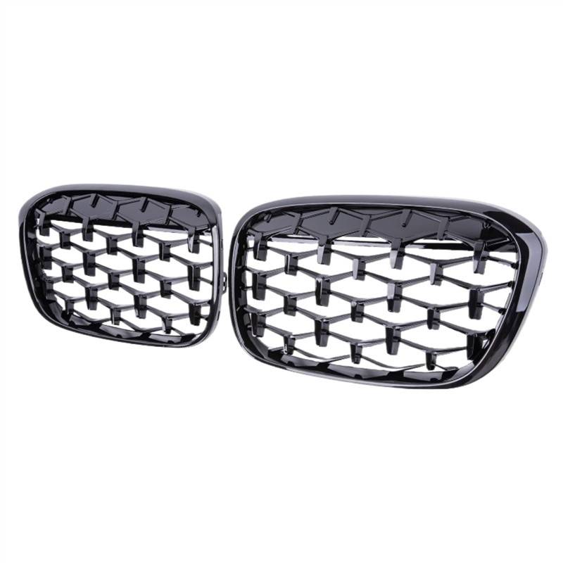 Kompatibel Mit X1 F48 F49 2016 2017 2018 2019, Vordere Zentrale Niere des Autos, Wärmeableitungsgitter Vorne, Haubenschutzgitter Kühlergrill Doppelsteg(Full Black) von VNABIA