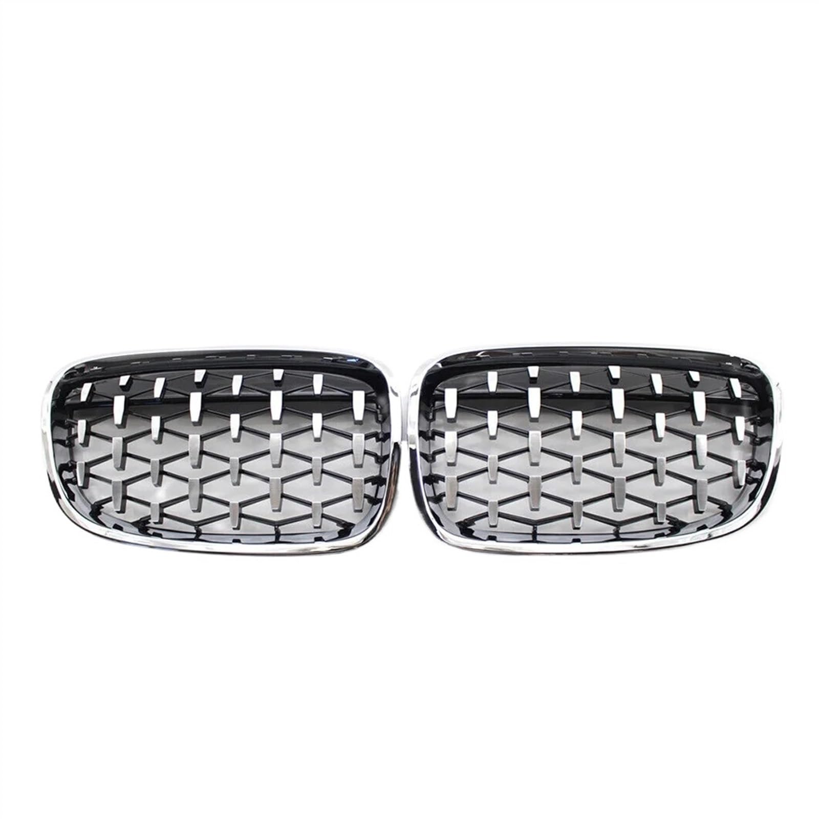 VNABIA Kompatibel Mit 1er F20 M140i 118d F21 2012 2013 2014 Front Diamonds Style Grille Zubehör Front Kühlergrills Ersetzen Kühlergrill Doppelsteg(Diamond-Silver) von VNABIA
