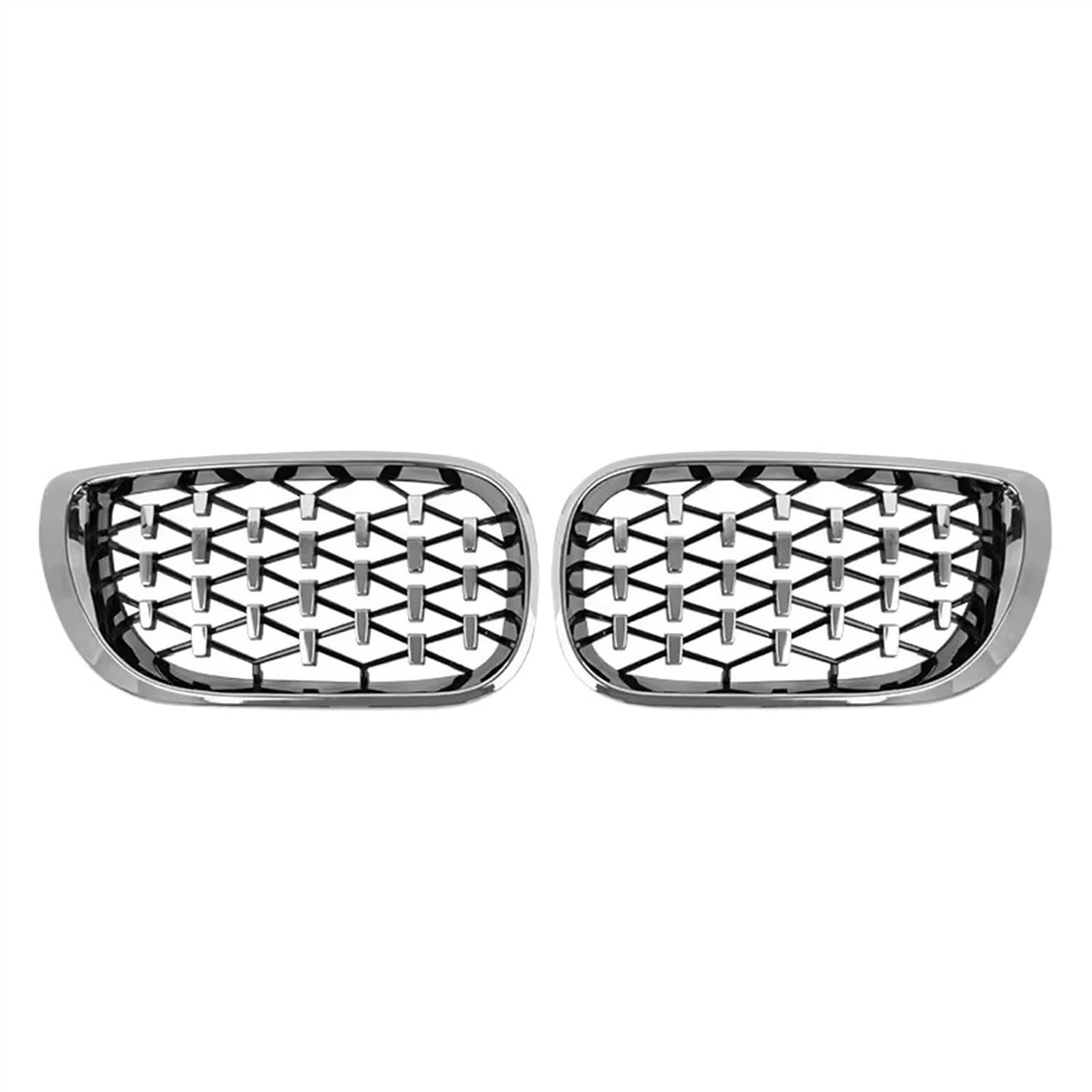 VNABIA Kompatibel Mit 3er E46 325i 4-Türer 2002 2003 2004 Oberer Grill Im Diamant-Stil, Vordere Nieren-Renngitter, Frontstoßstangengitter Kühlergrill Doppelsteg(Diamond-Silver) von VNABIA