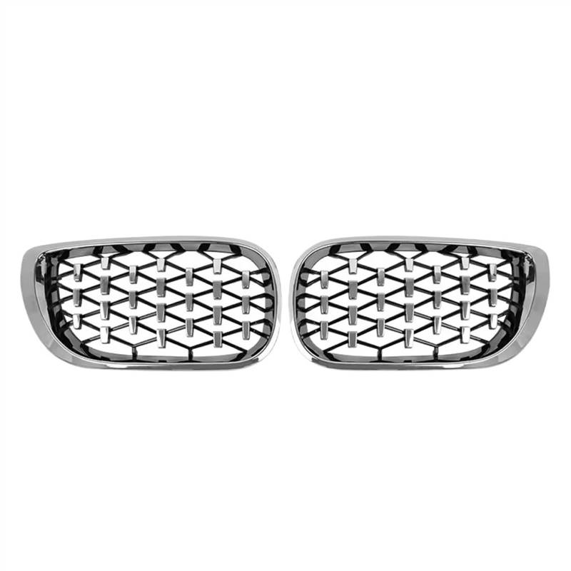 VNABIA Kompatibel Mit 3er E46 325i 4-Türer 2002 2003 2004 Oberer Grill Im Diamant-Stil, Vordere Nieren-Renngitter, Frontstoßstangengitter Kühlergrill Doppelsteg(Diamond-Silver) von VNABIA