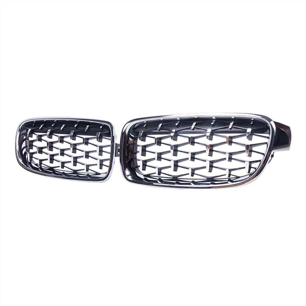 VNABIA Kompatibel Mit 3er F30 F31 F35 2013 2014 2015 2016 2017 2018 2019 Auto Front Nieren Stoßfänger Gitter Diamond Style Racing Grille Kühlergrill Doppelsteg(Full Silver) von VNABIA