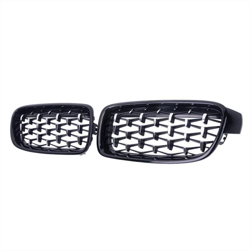 VNABIA Kompatibel Mit 3er F30 F31 F35 2013 2014 2015 2016 2017 2018 2019 Auto Front Nieren Stoßfänger Gitter Diamond Style Racing Grille Kühlergrill Doppelsteg(Silver and Black) von VNABIA