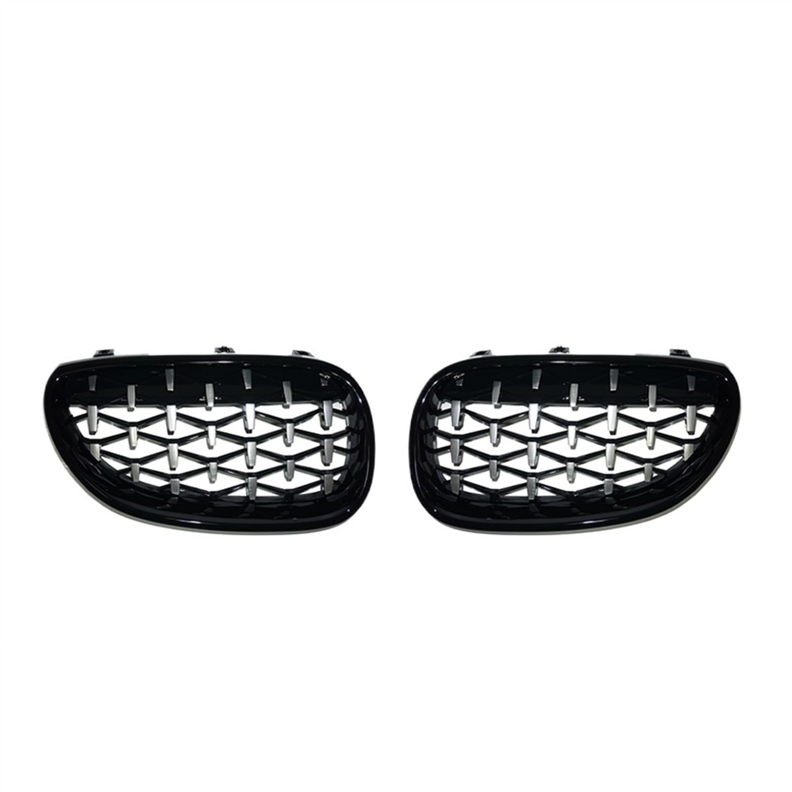 VNABIA Kompatibel Mit 5 Series E60 E61 550i 535i Für M5 2004 2005 2006 2007 2008 2009 Auto Frontstoßstangengrill Diamant-Nierengrill Kühlergrill Doppelsteg(Black and Silver) von VNABIA