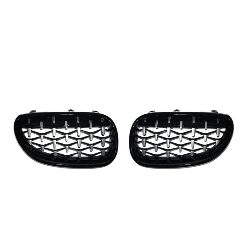 VNABIA Kompatibel Mit 5 Series E60 E61 550i 535i Für M5 2004 2005 2006 2007 2008 2009 Auto Frontstoßstangengrill Diamant-Nierengrill Kühlergrill Doppelsteg(Black and Silver) von VNABIA