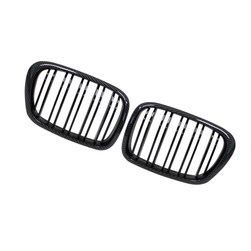 VNABIA Kompatibel Mit 5er E39 525 528 530 535 540 Für M5 1997 1998 1999 2000 2001 2002 2003 Front Center Schwarz Wide Kidney Hood Grille Kühlergrill Doppelsteg(Carbon Look) von VNABIA
