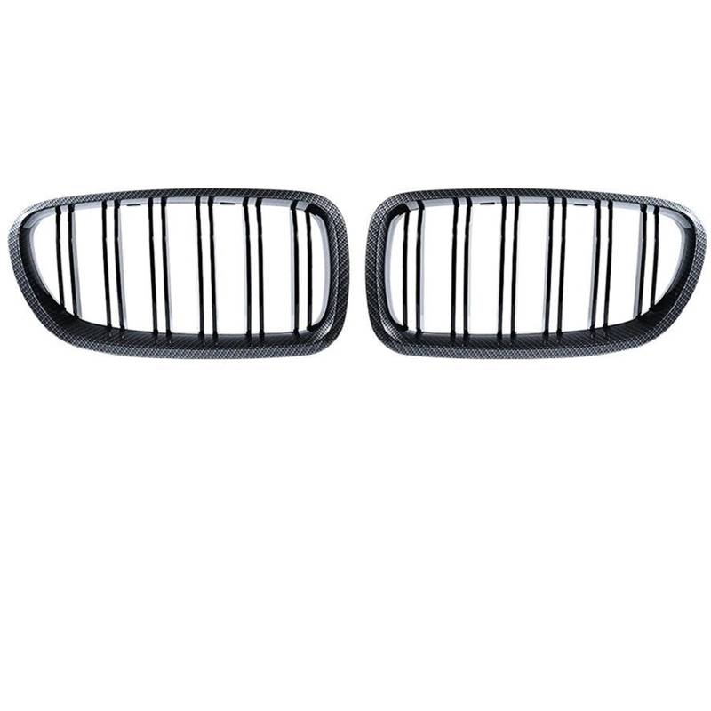VNABIA Kompatibel Mit 5er F10 F11 F18 2010 2011 2012 2013 2014 2015 2016 2017 Autostil Hochglanzschwarz Frontnieren-Doppellamellengrill Kühlergrill Doppelsteg(Carbon Look) von VNABIA