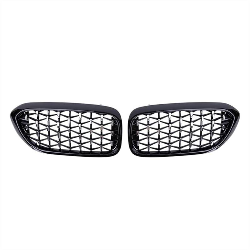 VNABIA Kompatibel Mit 5er G30 G31 G38 525i 528i 530i 540i 2017 2018 2019 2020 Auto Mitte Oben Doppelniere Kühlergrill Frontstoßstangengrill Kühlergrill Doppelsteg(Silver and Black) von VNABIA