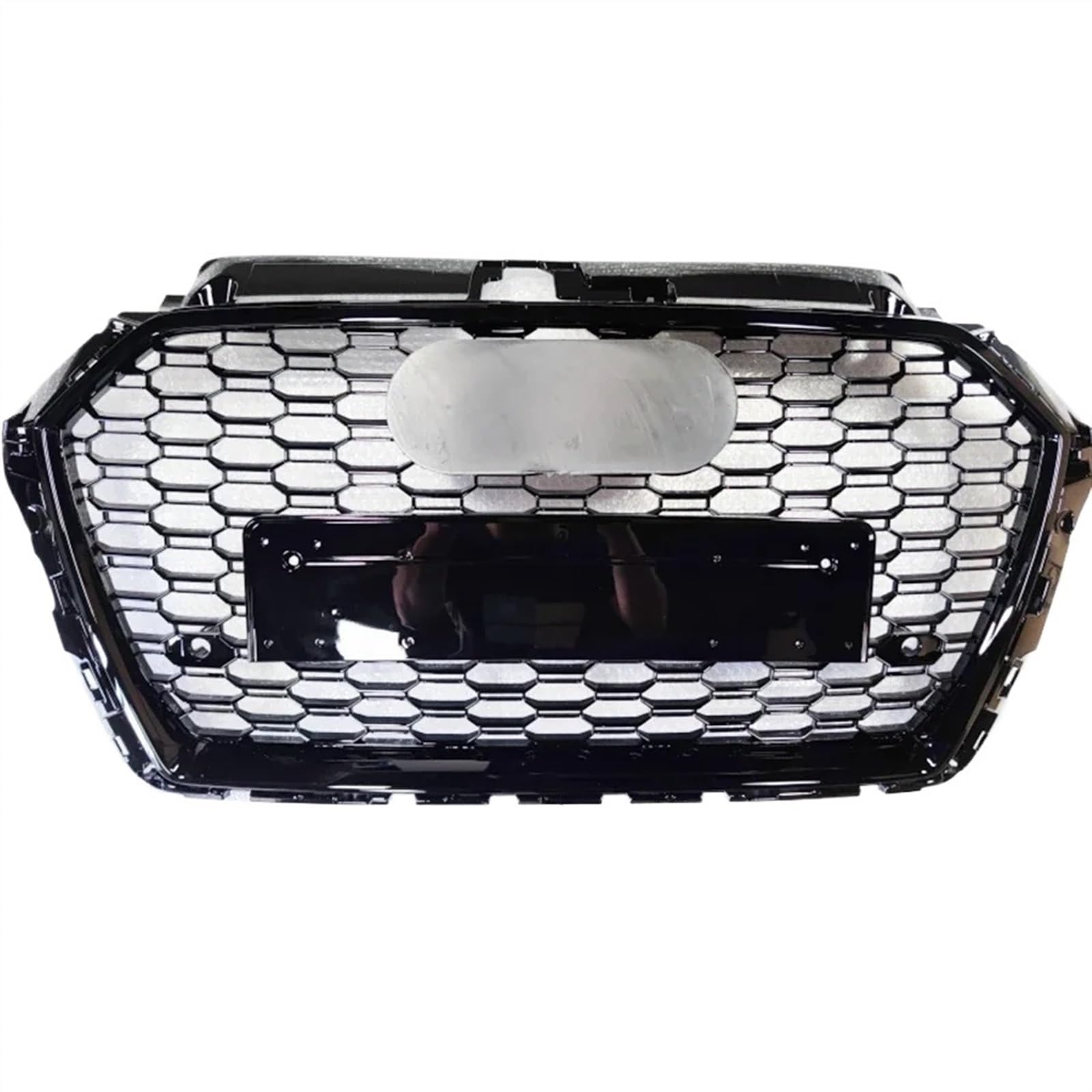VNABIA Kompatibel Mit A3 S3 RS3 8V 2017 2018 2019 2020 Autofront Für Sport Hex Mesh Honeycomb Hood Grill Autozubehör Ersatz Kühlergrill Doppelsteg(Black Emblem) von VNABIA