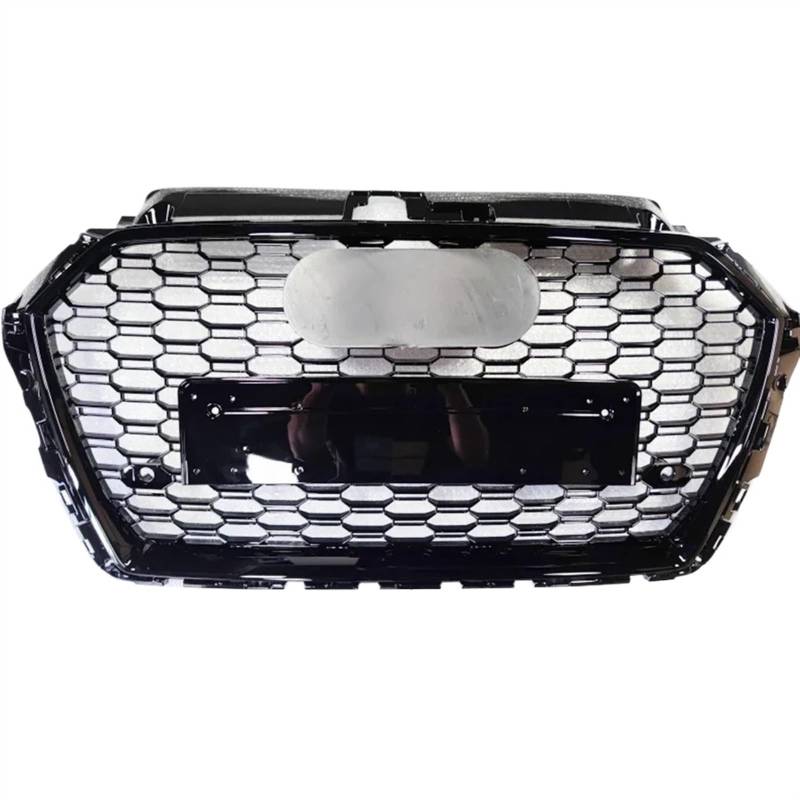 VNABIA Kompatibel Mit A3 S3 RS3 8V 2017 2018 2019 2020 Autofront Für Sport Hex Mesh Honeycomb Hood Grill Autozubehör Ersatz Kühlergrill Doppelsteg(Black Emblem) von VNABIA