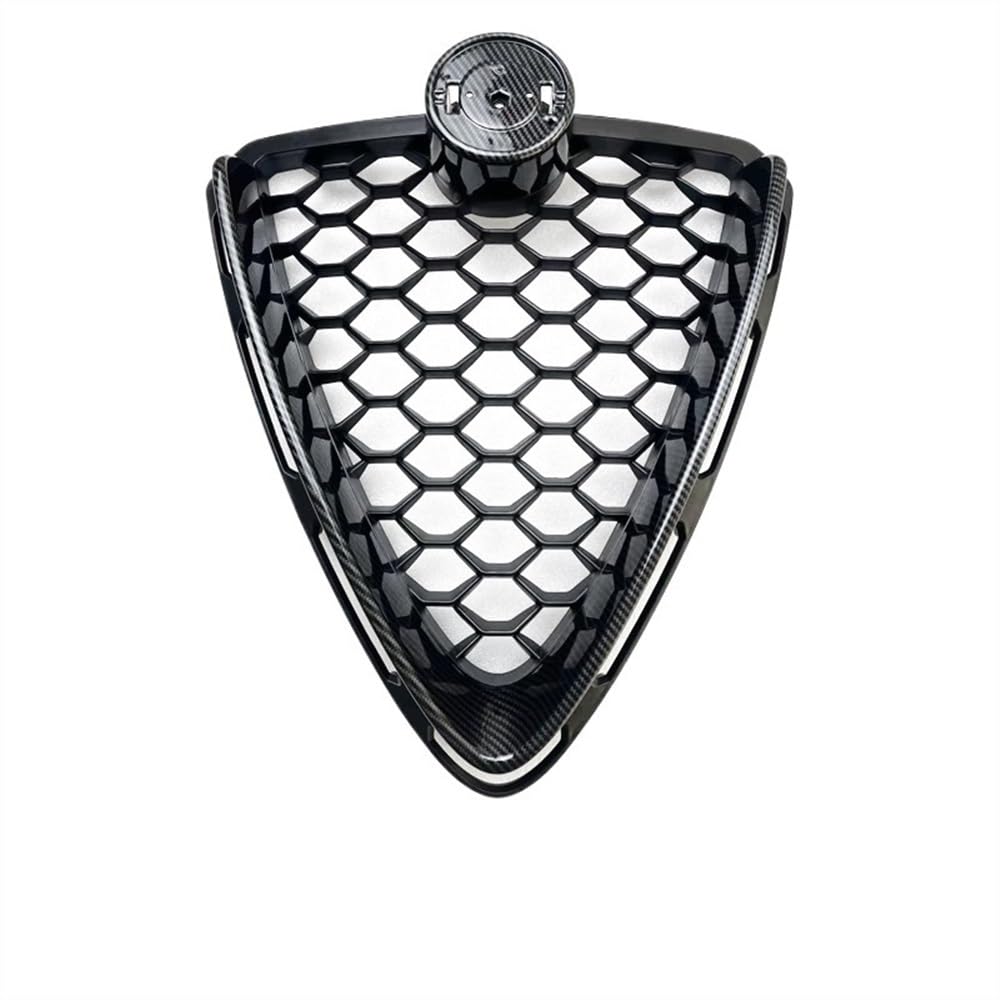 VNABIA Kompatibel Mit Alfa Für Romeo Für Stelvio 2017 2018 2019 2020 2021 2022 Auto Kopf Stoßstange Grille Montage Ersatz OEM:156121702 156144237 Kühlergrill Doppelsteg(Carbon Look) von VNABIA