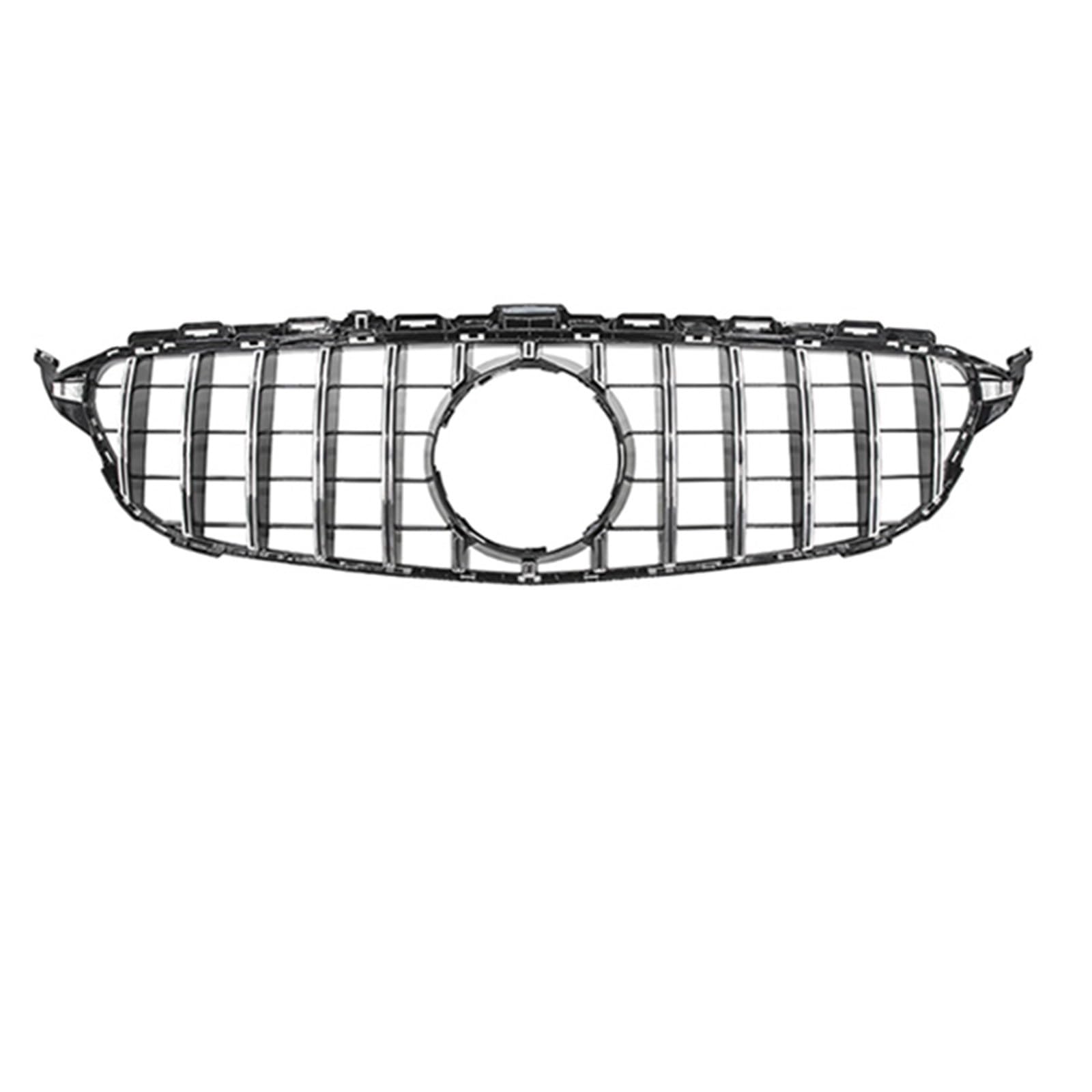 VNABIA Kompatibel Mit Benz Für C-Klasse W205 C180 C200 C220 C250 C43 2015 2016 2017 2018 Auto Frontstoßstange Racing Sports Grill Frontkühlergrill Kühlergrill Doppelsteg(Silver) von VNABIA