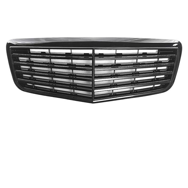 VNABIA Kompatibel Mit Benz Für E-Klasse W211 E320 E350 E500 E63 2003 2004 2005 2006 2007 2008 2009 Auto Obere Mitte Mesh Stoßstangengitter Dekoration Kühlergrill Doppelsteg(A Black,2007-2009) von VNABIA