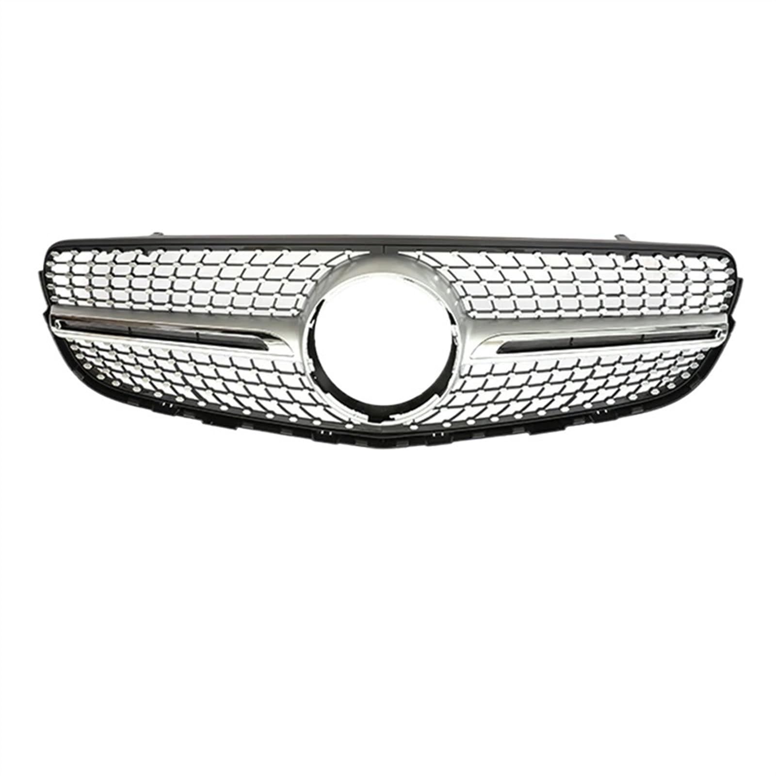 VNABIA Kompatibel Mit Benz Für GLC X253 C253 260 300 2015 2016 2017 2018 2019 Auto-Frontgrill Auto-Frontkühlergrill Ersatzzubehör Kühlergrill Doppelsteg(Silver,Without Hole) von VNABIA
