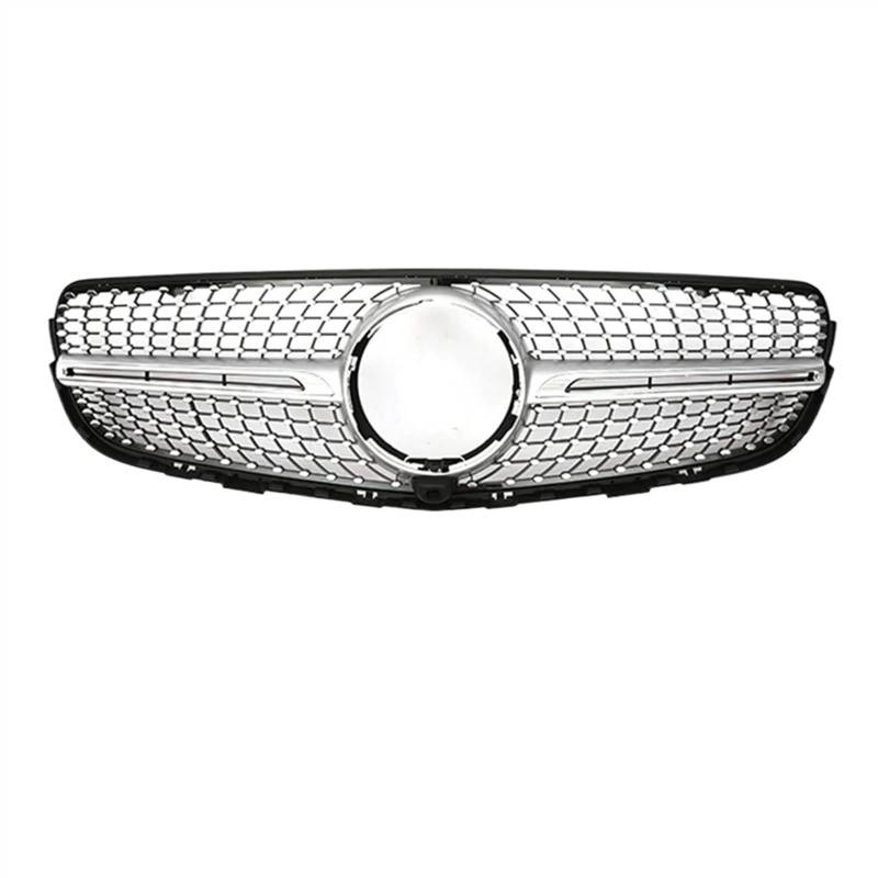 VNABIA Kompatibel Mit Benz Für GLC X253 C253 260 300 2015 2016 2017 2018 2019 Auto-Frontgrill Auto-Frontkühlergrill Ersatzzubehör Kühlergrill Doppelsteg(Silver,with Hole) von VNABIA