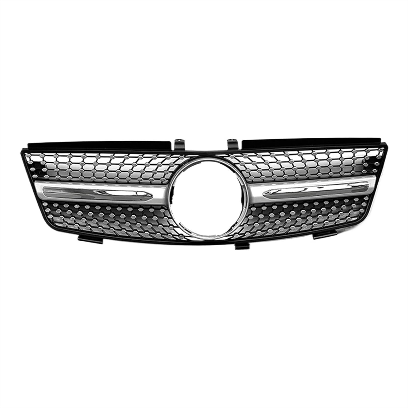 VNABIA Kompatibel Mit Benz Für ML-Klasse W164 ML320 ML350 ML500 2005 2006 2007 2008 Obere Stoßstangenhaube Kühlergitter Gitter Kühlergrill Auto-Frontgrill Kühlergrill Doppelsteg(Silver) von VNABIA