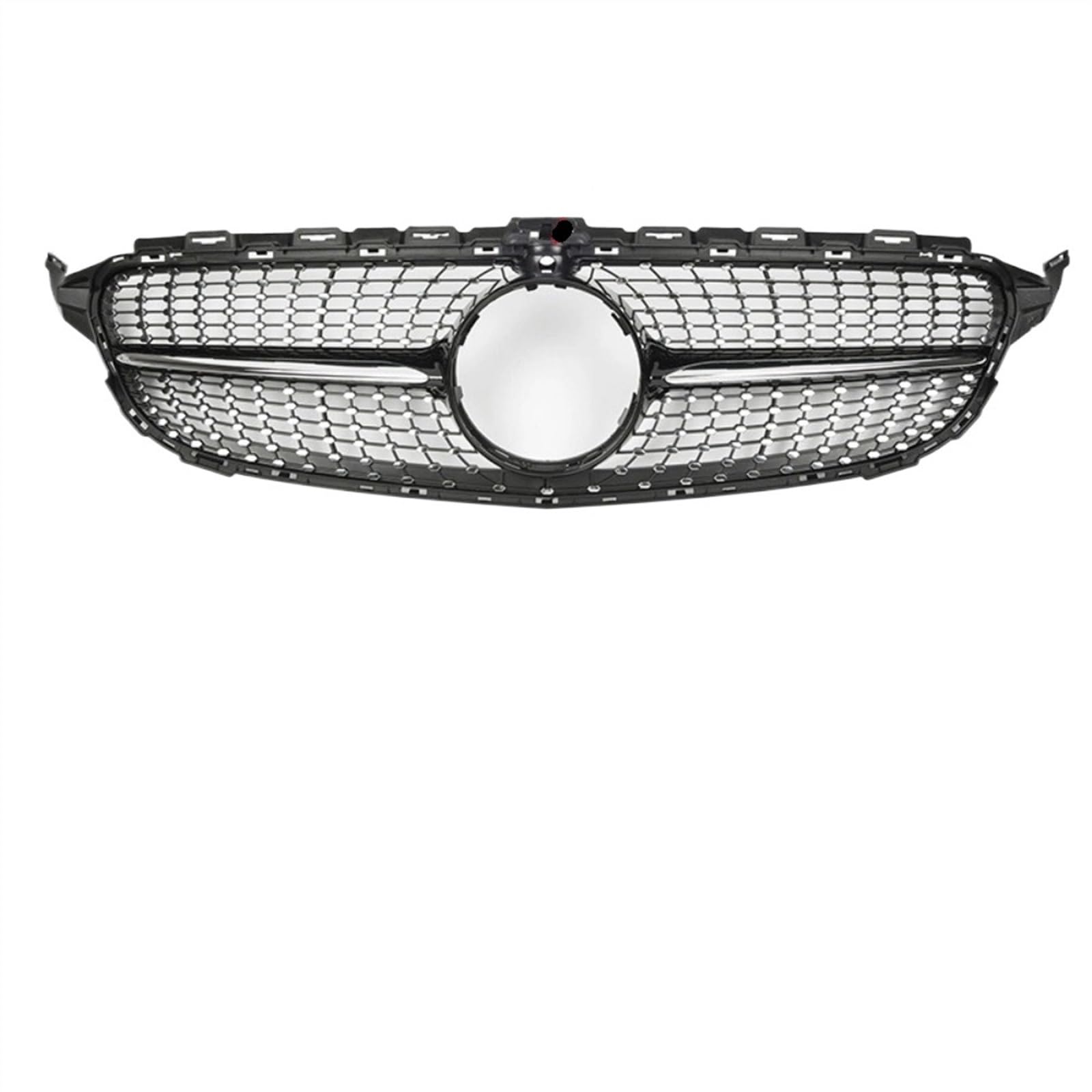 VNABIA Kompatibel Mit Benz Für W205 C180 C200 C250 2014 2015 2016 2017 2018 Diamantgrill Frontgittergrill Autoteil Auto Frontstoßstangengrill Kühlergrill Doppelsteg(Black,with Camera Hole) von VNABIA