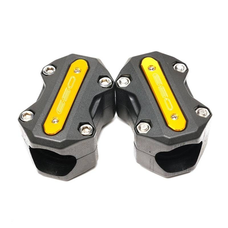 VNABIA Kompatibel Mit Für 650. Motorrad-Reifenventilkappen. Motorschutzbügel. Stoßstangen-Dekorblock. Sturzbügel 22/25/28 Mm. Motorrad Schutzblock(B-Yellow) von VNABIA