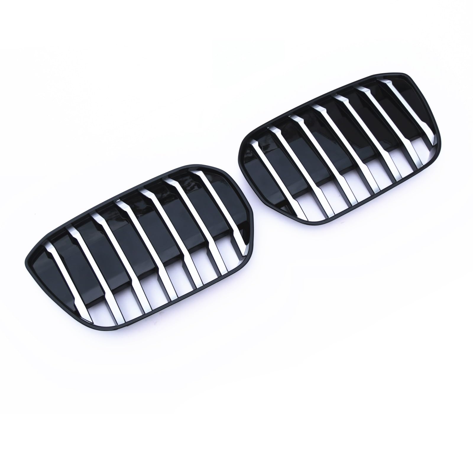 VNABIA Kompatibel Mit G08 IX3 2020 2021 2022 2023 Frontstoßstange Nierengrill Lufteinlassgitter Auto-Renngitter Ersatzzubehör Kühlergrill Doppelsteg(Silver) von VNABIA