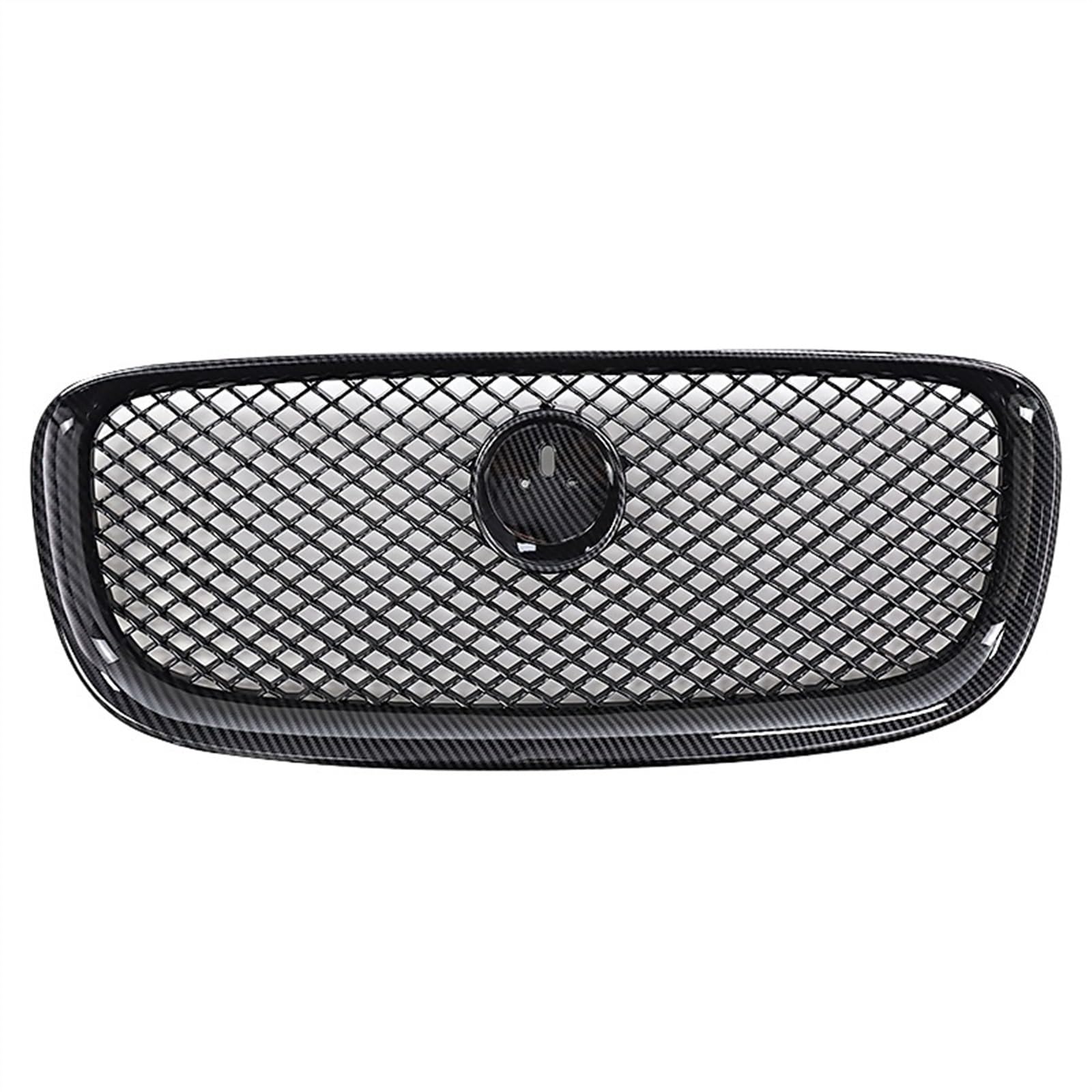 VNABIA Kompatibel Mit Jaguar Für XF 2013 2014 2015 Auto Frontstoßstange Oberer Zentralstrahlergrill Ersatz OEM: C2Z13175 C2Z13199 C2Z20498 Kühlergrill Doppelsteg(Carbon Fiber) von VNABIA