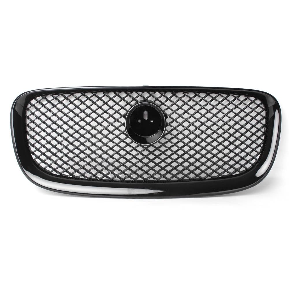 VNABIA Kompatibel Mit Jaguar Für XF XFR X250 2012 2013 2014 2015 Oberer Zentraler Mesh-Renngrill Autozubehör Stoßstangengitter Fronteinlassgitter Kühlergrill Doppelsteg(Black) von VNABIA