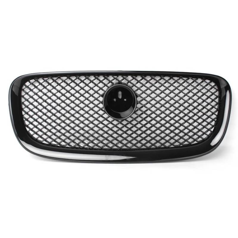 VNABIA Kompatibel Mit Jaguar Für XF XFR X250 2012 2013 2014 2015 Oberer Zentraler Mesh-Renngrill Autozubehör Stoßstangengitter Fronteinlassgitter Kühlergrill Doppelsteg(Black) von VNABIA