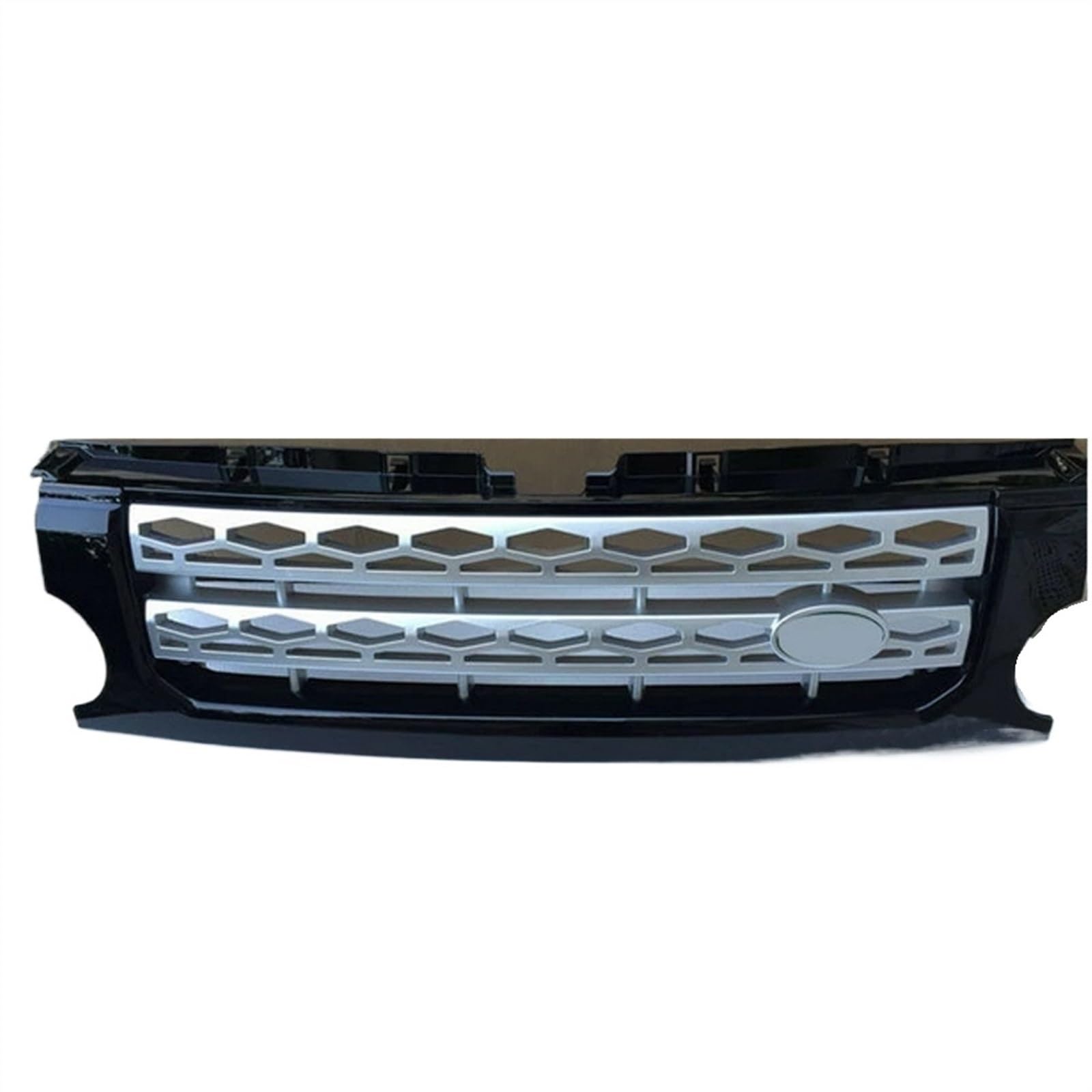 VNABIA Kompatibel Mit Land Für Rover Für Discovery LR4 2010 2011 2012 2013 Autozubehör Frontstoßstangengrill Mittelpanel Styling Oberer Grill Kühlergrill Doppelsteg(Silver) von VNABIA