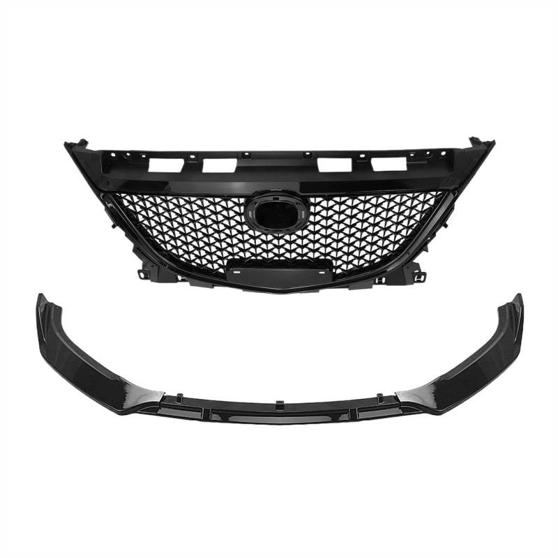 VNABIA Kompatibel Mit Mazda Für Axela 3 2014 2015 2016 Auto-Frontgrill Und Unterer Spoiler Stoßstangenlippensplitter Kühlergitter Fronteinlassgitter Kühlergrill Doppelsteg von VNABIA