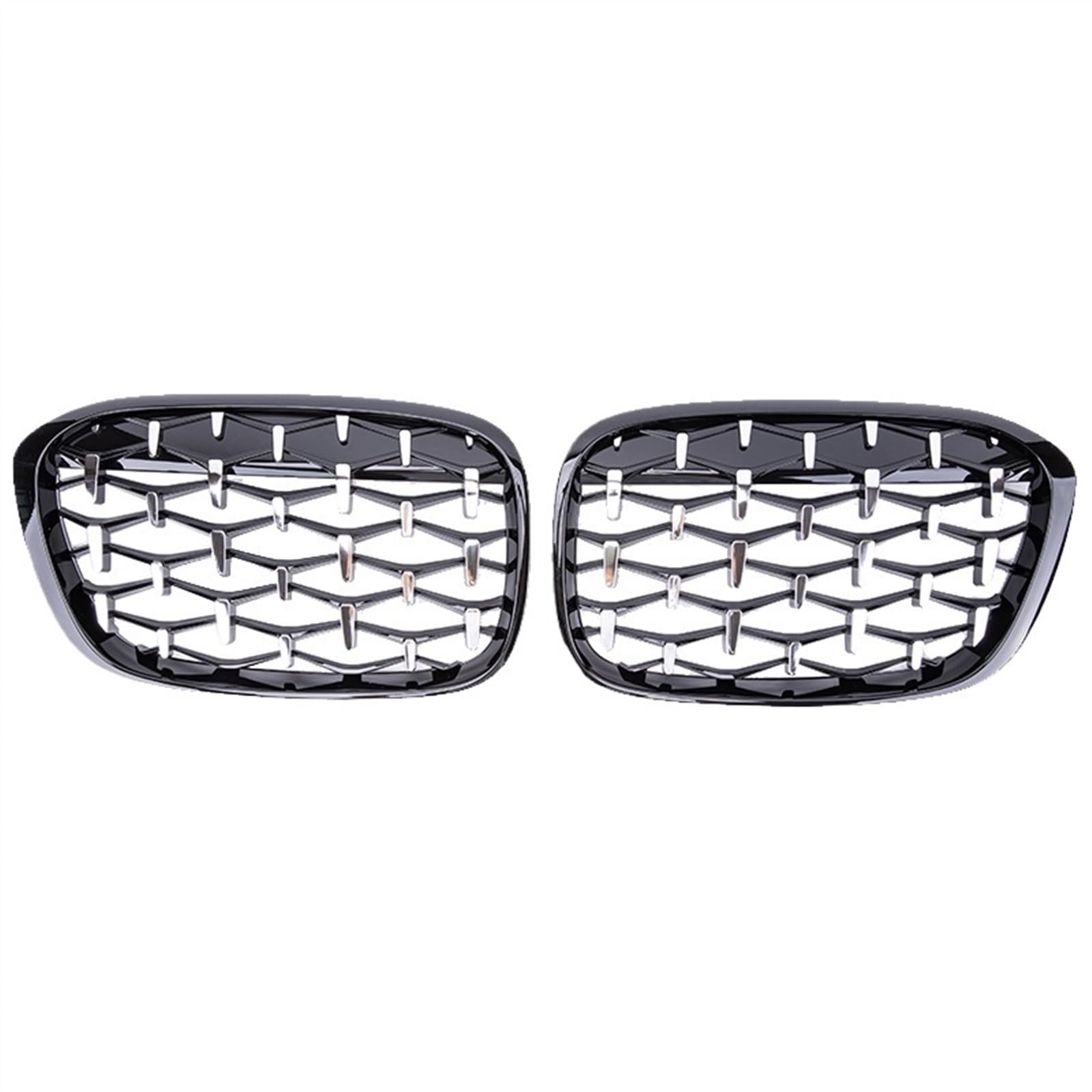 VNABIA Kompatibel Mit X1 F48 F49 2016 2017 2018 2019 Schwarz Glänzende Grills Zubehör Auto-Styling-Gitter Stoßstangennetz Fronteinlassgitter Kühlergrill Doppelsteg(Black Silver) von VNABIA