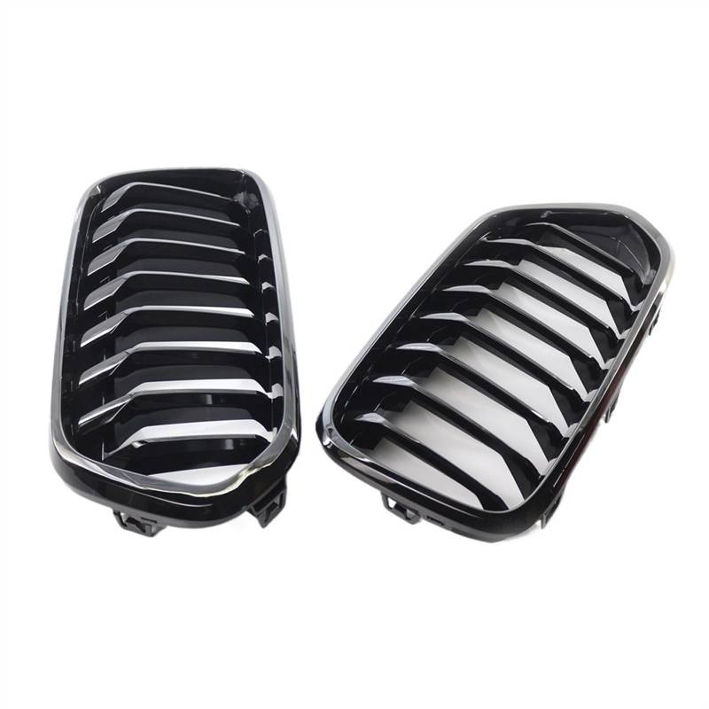 VNABIA Kompatibel Mit X2 Serie F39 2018 2019 2020 2021 Glänzend Schwarz Auto Front Stoßstange Kühlergrill Nierengrill Einzellamelle Ersatz Zubehör Kühlergrill Doppelsteg von VNABIA