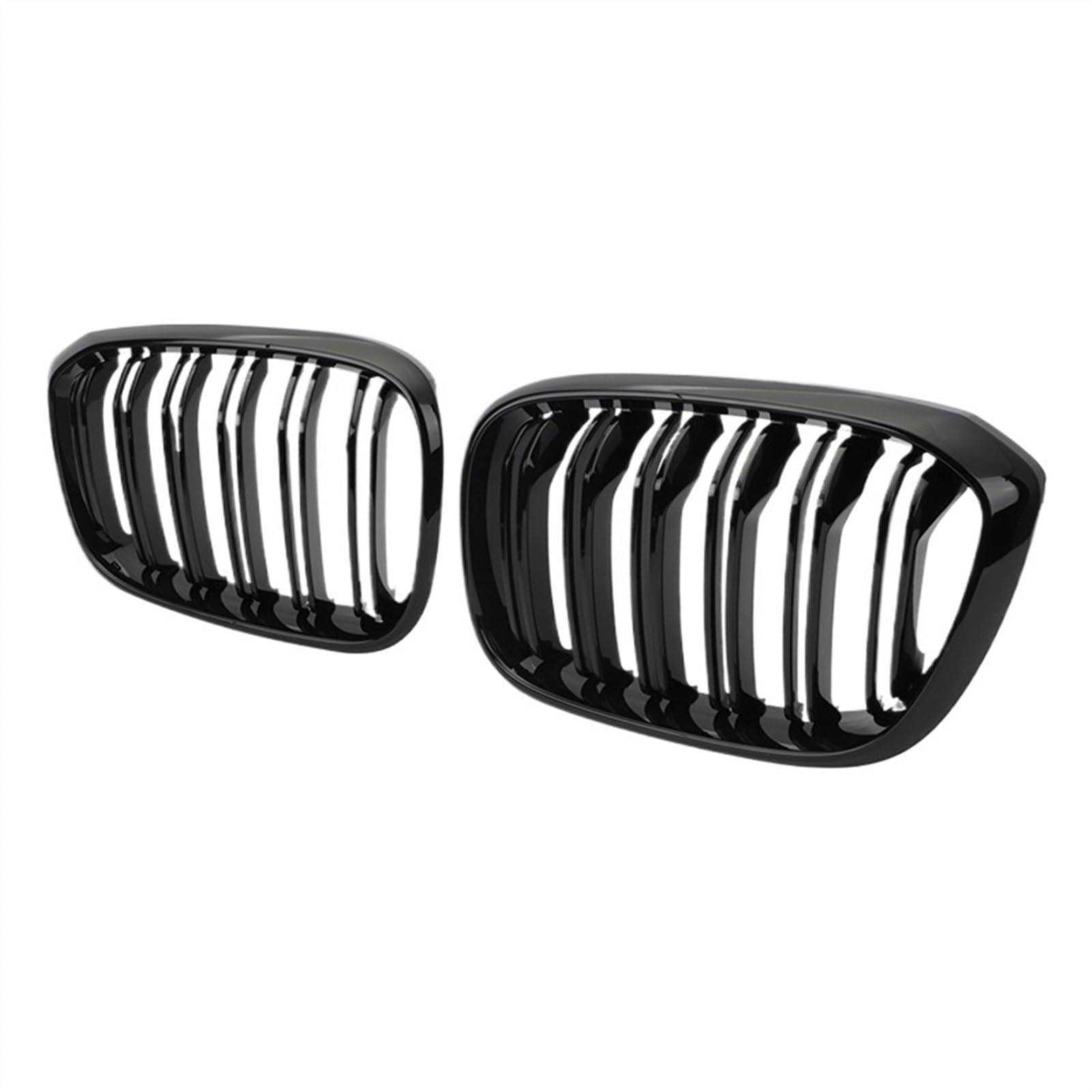 VNABIA Kompatibel Mit X3 G01 G08 Für X4 G02 2018 2019 2020 2021 Doppellamellen-Auto-Frontgrill Nierengrill Auto-Frontstoßstangengrill Kühlergrill Doppelsteg(Gloss Black) von VNABIA