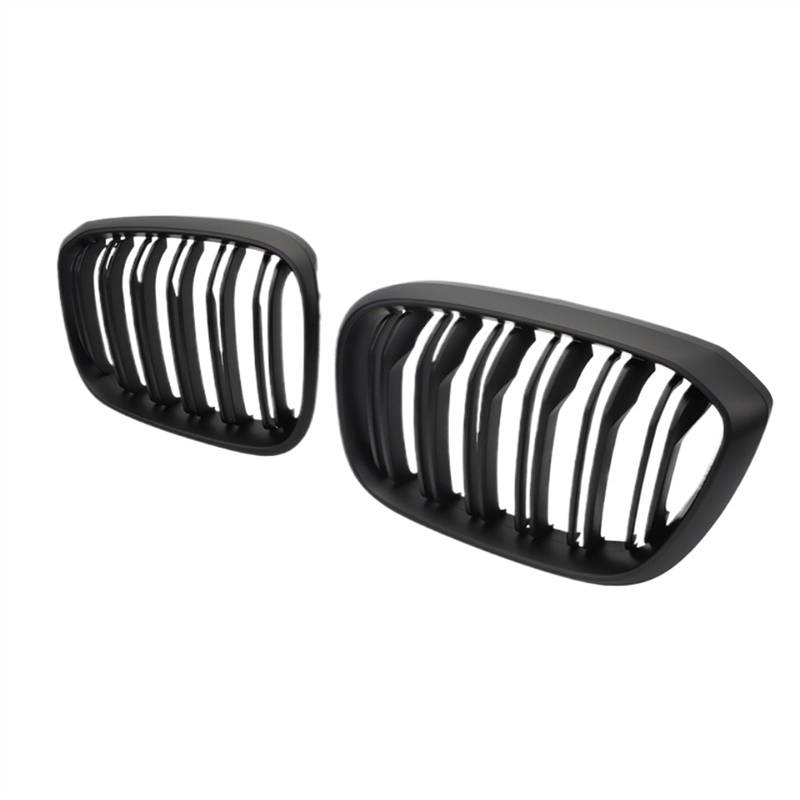 VNABIA Kompatibel Mit X3 G01 G08 Für X4 G02 2018 2019 2020 2021 Doppellamellen-Auto-Frontgrill Nierengrill Auto-Frontstoßstangengrill Kühlergrill Doppelsteg(Matte Black) von VNABIA