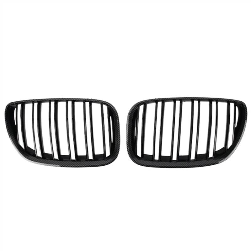 VNABIA Kompatibel Mit X5 E53 2004 2005 2006 Auto-Frontnierengrill Doppellamellen-Motorhaubengrill Auto-Frontstoßstangengrill Autogrill-Zubehör Kühlergrill Doppelsteg(Carbon Fiber) von VNABIA