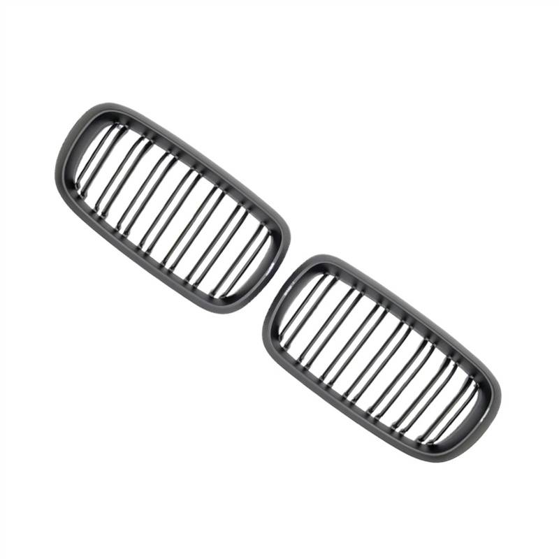 VNABIA Kompatibel Mit X5 X6 F15 F16 2014 2015 2016 2017 Auto Doppellamellen Front Nieren Racing Grille Ersatz Auto Frontstoßstangengrill Kühlergrill Doppelsteg(Matte Black) von VNABIA