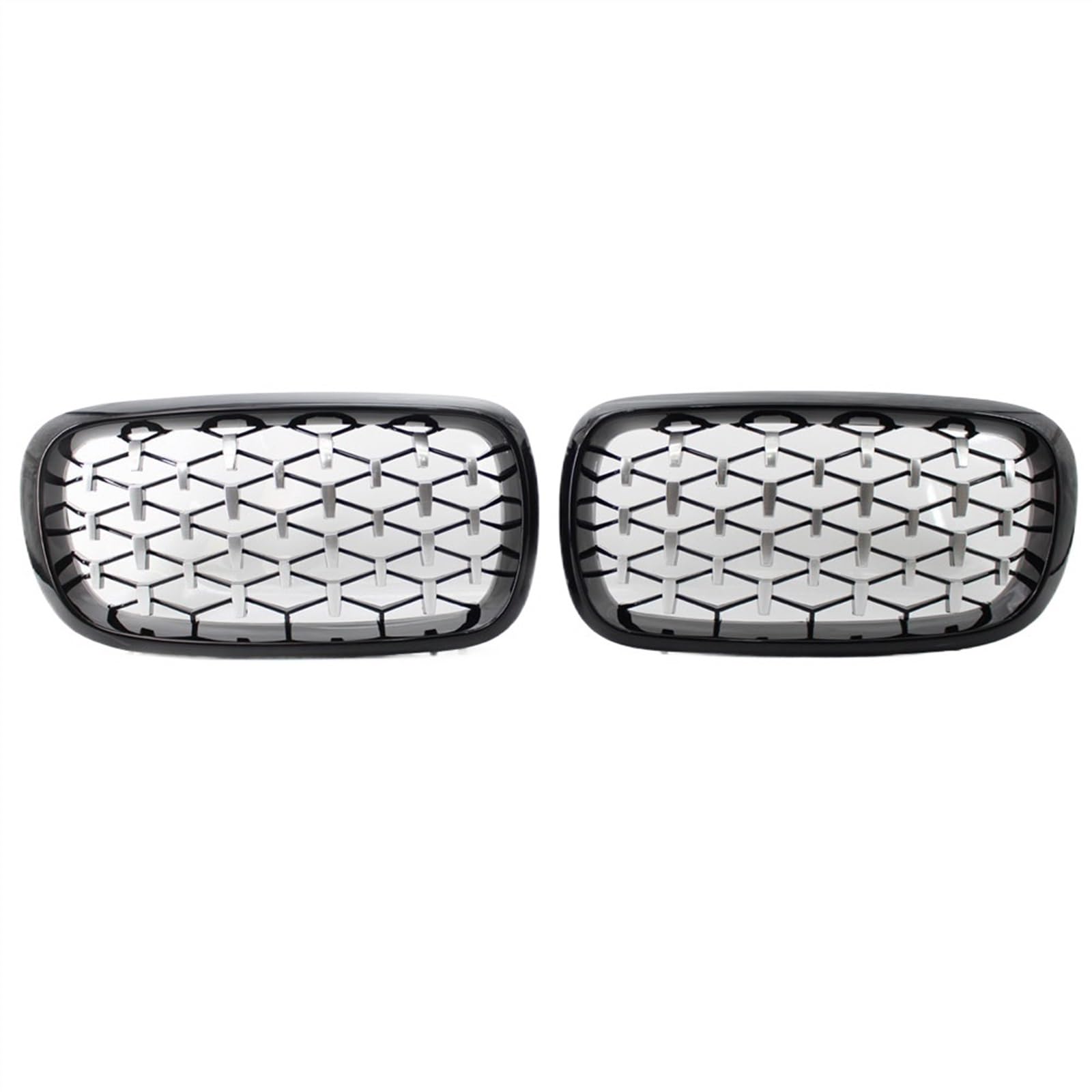 VNABIA Kompatibel Mit X5M X6M F85 F86 2015 2016 2017 2018 Front-Ersatz-Nierengrill Diamond Meteor Style Auto-Frontstoßstangengrill Kühlergrill Doppelsteg(Black Silver) von VNABIA