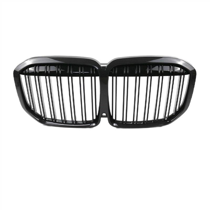 VNABIA Kompatibel Mit X7 G07 2019 2020 2021. Auto-Frontnierengrill, Einzel-Doppel-Lamellengrill, Glänzend Schwarz, Ersatz Für Fronthaubeneinsatz Kühlergrill Doppelsteg(Carbon Look-ll) von VNABIA