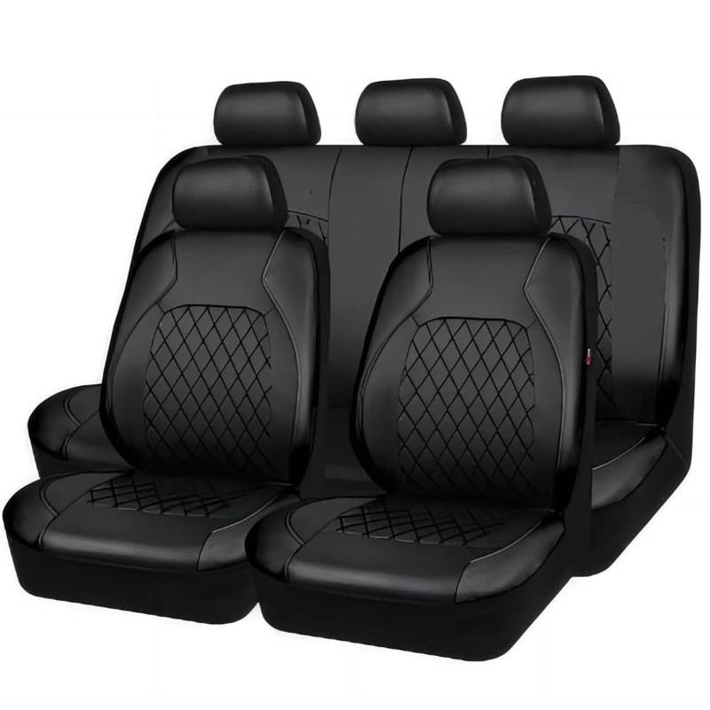 VNUNMALC Autositzbezüge für Audi A7 C7 C8 2010-2024, Kunstleder Sitzbezug Sets Wasserdicht Bequem Sitzschoner Innenraum Zubehör für die meisten Limousinen SUV Vans,A/Black von VNUNMALC