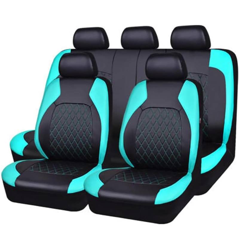 VNUNMALC Autositzbezüge für BMW X5 X6 Z4 1999-2023, Kunstleder Sitzbezug Sets Wasserdicht Bequem Sitzschoner Innenraum Zubehör für die meisten Limousinen SUV Vans, F/Black-Green von VNUNMALC