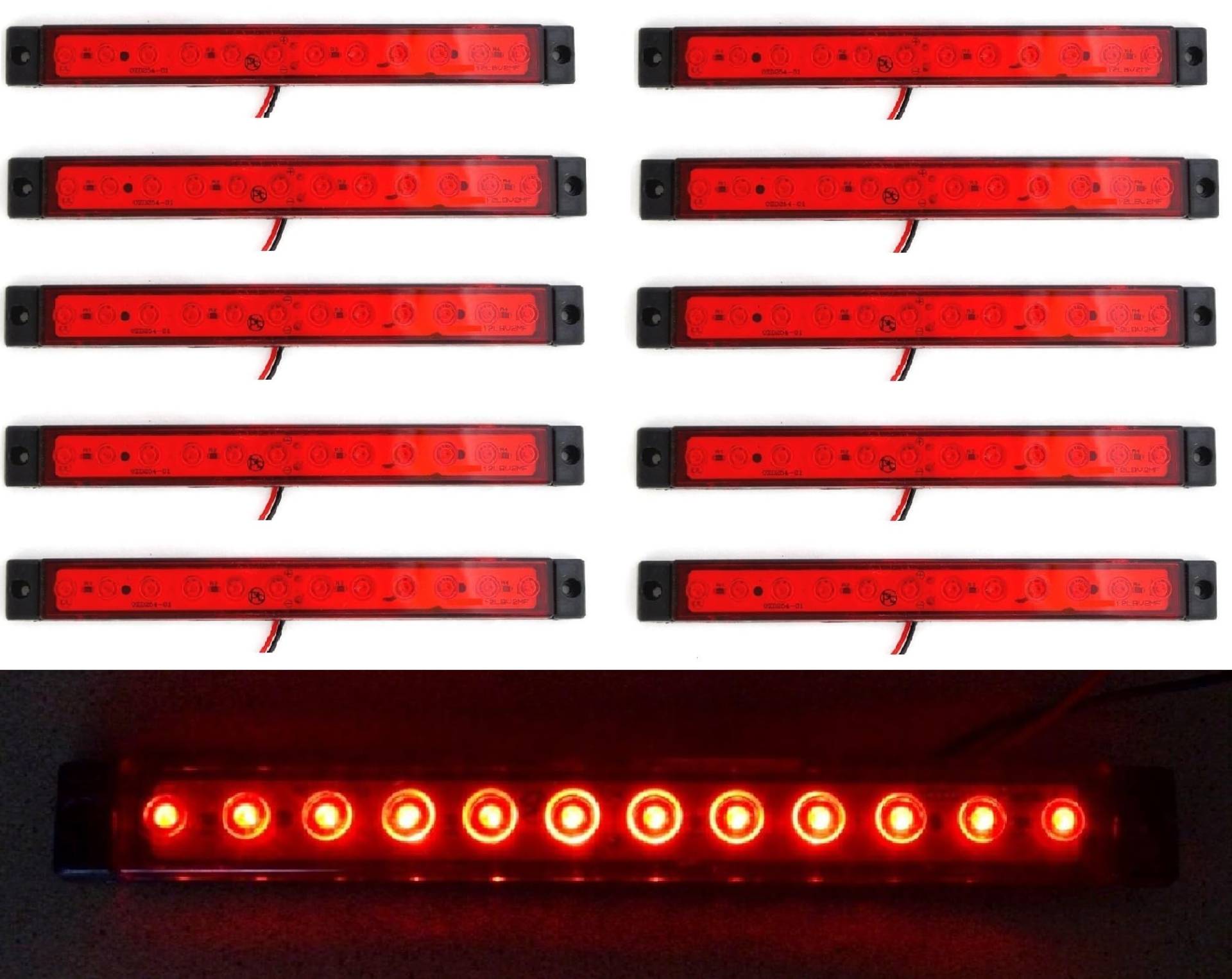10 x 24 V lange 12 LED hintere Seite rote Markierungsleuchten Lichter 175 mm Lichter LKW Anhänger Chassis Kipper Wohnwagen von VNVIS