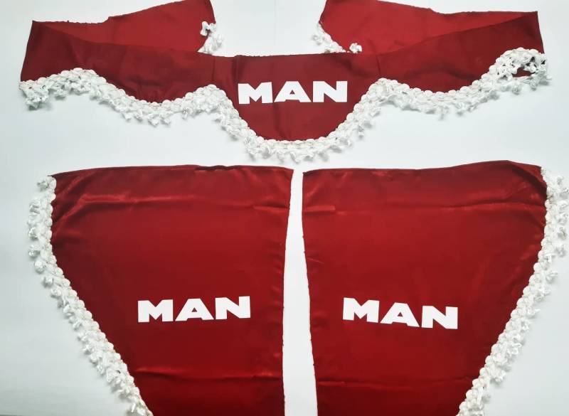 3er Set Plüsch Vorhang mit Quasten Weiß für LKW Man TGX TGA TGM (rot) von VNVIS